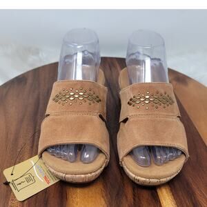 Spenco Brown Leather Studded Adjustable Comfort Summer Sandals 6B NWT